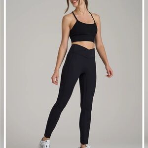 American Tall BALANCE CROSS OVER LEGGINGS FOR TALL WOMEN IN BLACK